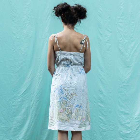 VINTAGE 1980s | White Floral Summer Dress - Picture 3 of 3